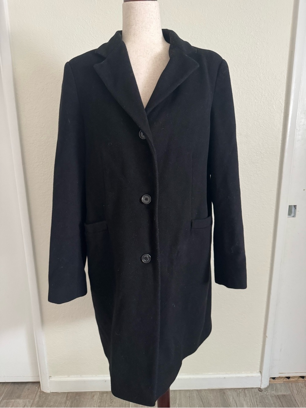Ralph Lauren Black Wool Single-Breasted Pea Coat